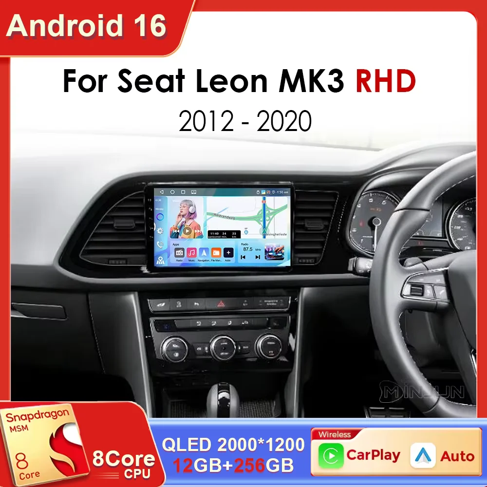 Sistema Multimedia para Auto Seat Leon 3 MK3 2012 - 2020 Android Carplay Radio Reproductor GPS Navegación Estéreo 4G WiFi Pantalla Táctil