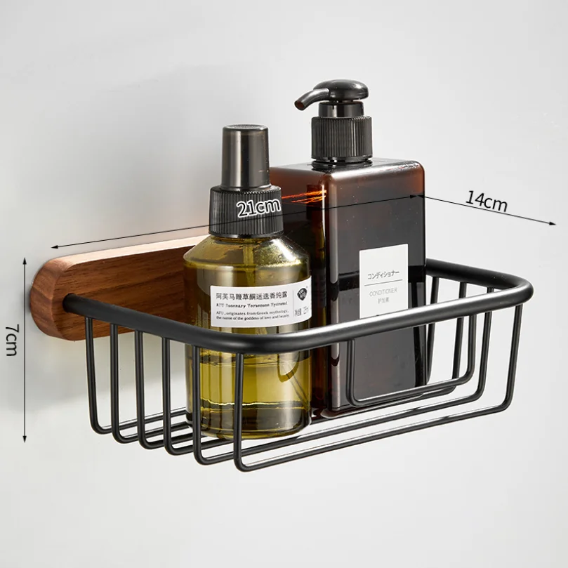 Black walnut solid wood bath towel rack bathroom towel holder folding towel rack towel bar paper rack punch-free cosmetic shelf