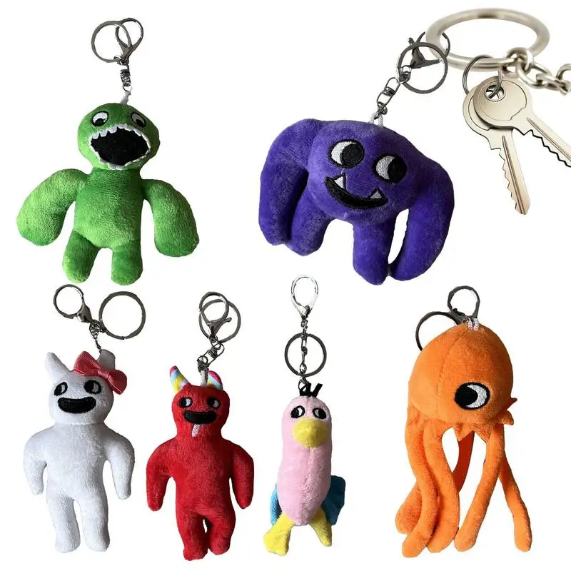 Porte-clés en peluche Garden BanBan pour enfants, jouet à breloque monstre beurre, pendentif de sac pour femme, porte-clés de voiture, cadeau d'anniversaire, 6 pièces