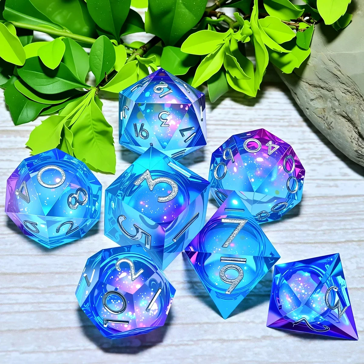 

7-Piece DND Resin Dice Set with Sharp Edges - Perfect for Role Playing Games and Party Games - Ideal Gift for Halloween, Thanksg