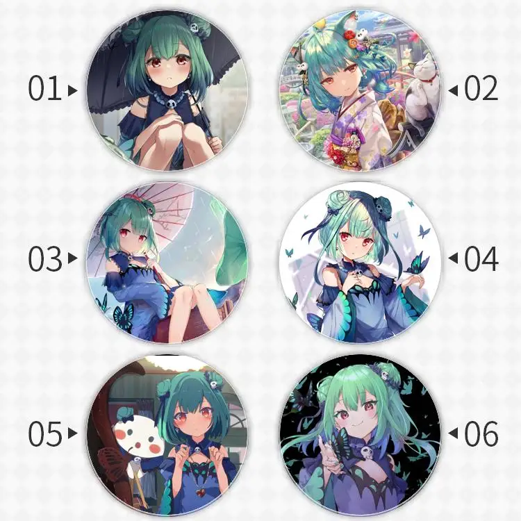 Uruha Rushia YouTuber VTuber Badge Brooch anchor Peripherals Pin Anime Clothes Pendant Fandom Tinplate Hat School bag