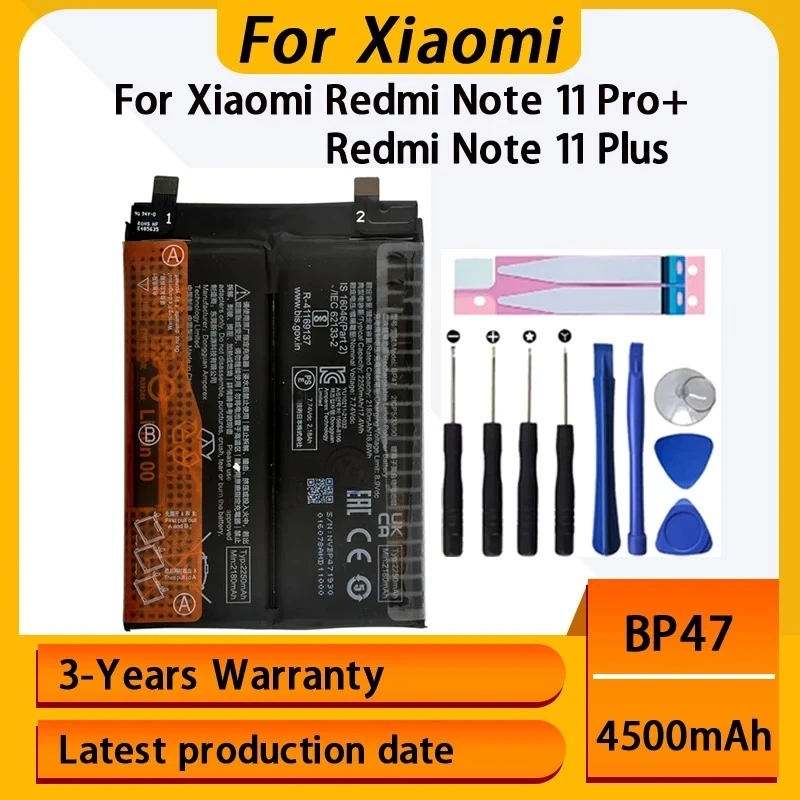 NEW BP47 4500mAh Battery For Xiaomi Mi Redmi Note 11 Pro Note11+ Note 11 Plus Phone Replacement Batteries Bateria Batterij