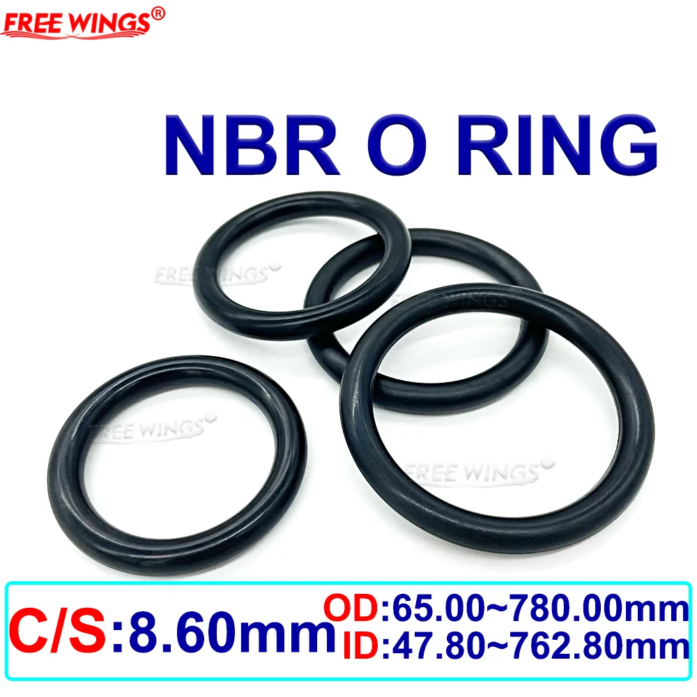 NBR O ring Seal CS8.60mm Thickness OD65.00mm~780.0mm High temperature resistance, acid and alkali resistance, customizable