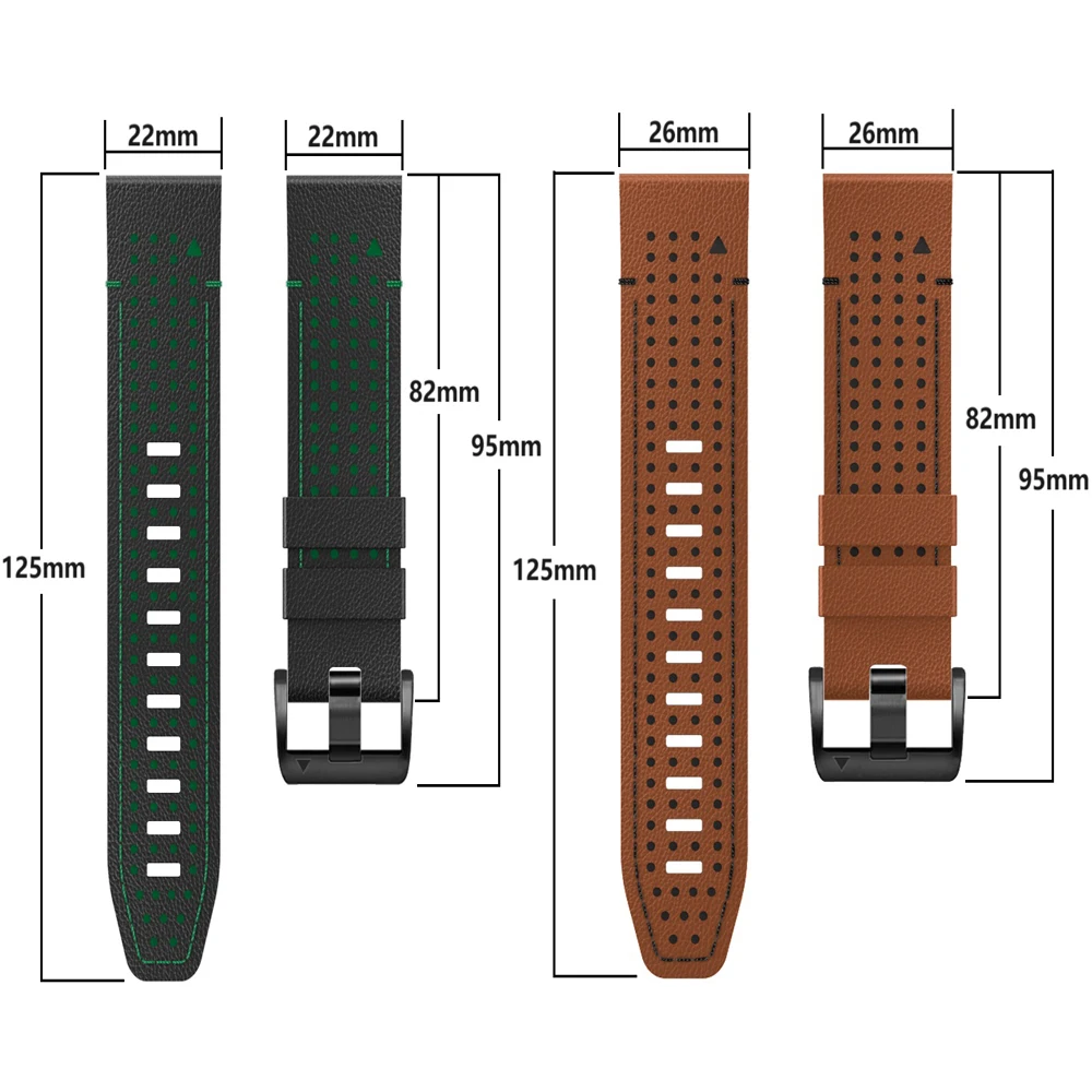 26/22m Leather Silicone Watch Strap For Garmin Fenix 7X 7 Pro 6X 6 Pro 5X 5 Plus Epix 2 945 935 955 QuickFit Bracelet Wristbands