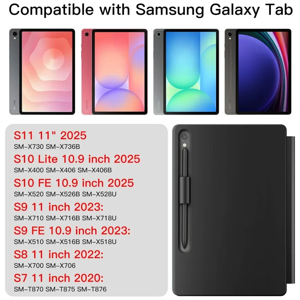 Magic Backlit Keyboard Case for SamsungTab S10 Lite S10 FE 2025 S9 FE 10.9'' S11 S9 S8 S7 11