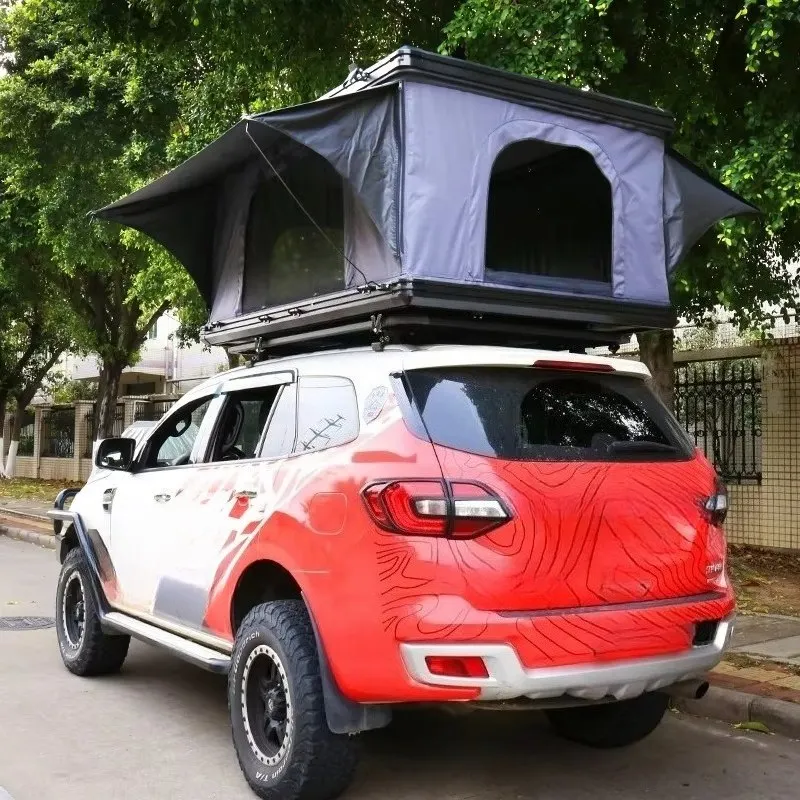 Aluminum Alloy Summer Car Roof Tent Square Straight Widened Version 1.45m Automatic Opening Hydraulic Single Layer Waterproof
