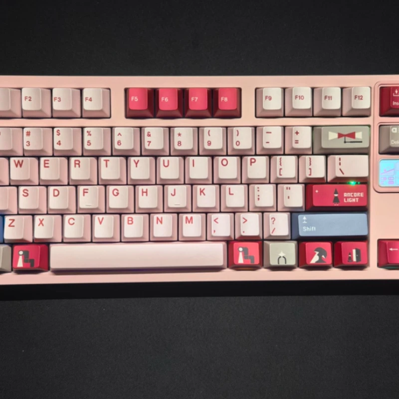 

Тематическая клавиатура Ankora's Lamp Monument Valley, мягкий свет, металлик, индивидуальный аниме PBT, розовый ремесленный OEM-профиль BeeNightDemon Design