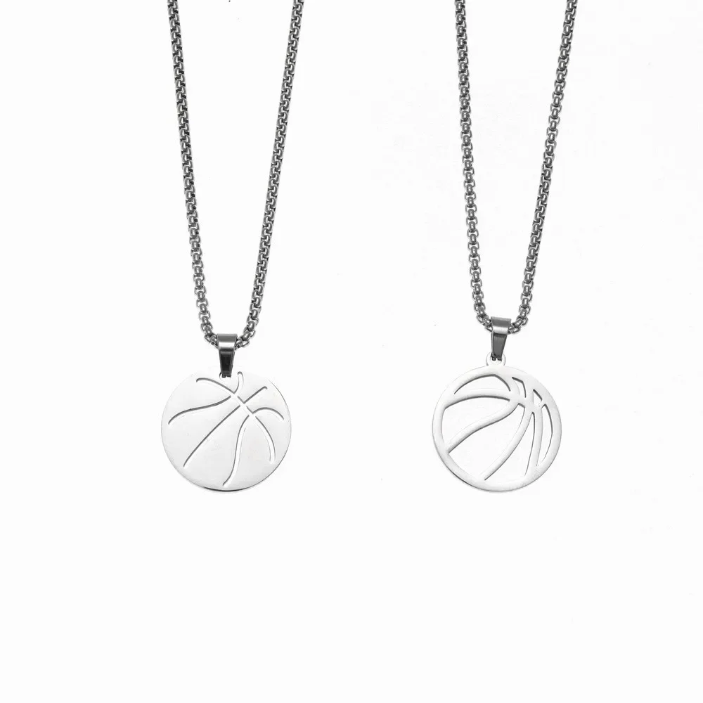 Hollow Stainless Steel Basketball Pendant Charm Men\'s Necklace Fashion Christmas Valentine\'s Day Gift Talisman Jewelry Accessori