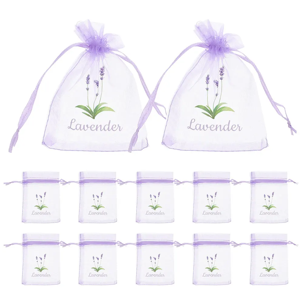 

20 pcs Lavender Scented Sachet Empty Mesh Pouches With Drawstring Decorative Gauze For Aromatherapy Air Freshener Small Organza