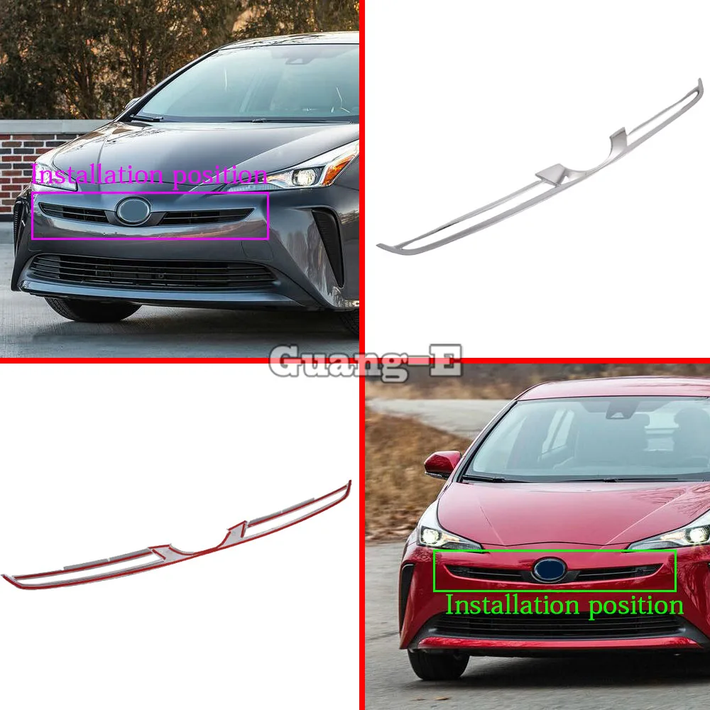 

Car Stick Body Cover Trim Front Hood Eyebrow Mark Grid Grill Grille Racing Frame 1PCs For Toyota Prius 2019 2020 2021 2022 2023