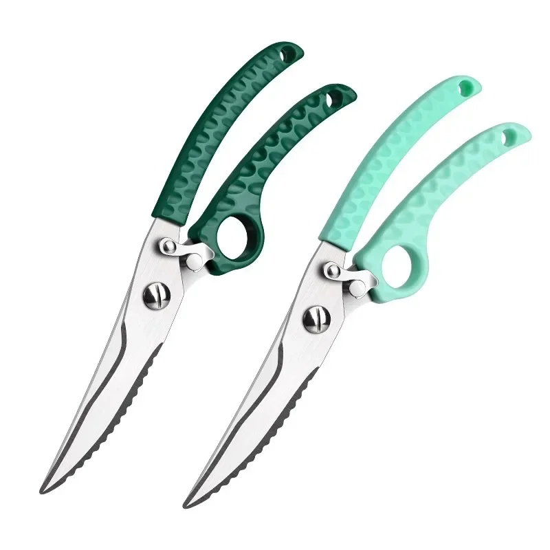 Professional kitchen household stainless steel sharp chicken duck goose bone multi-function scale-scraping barbecue scissors