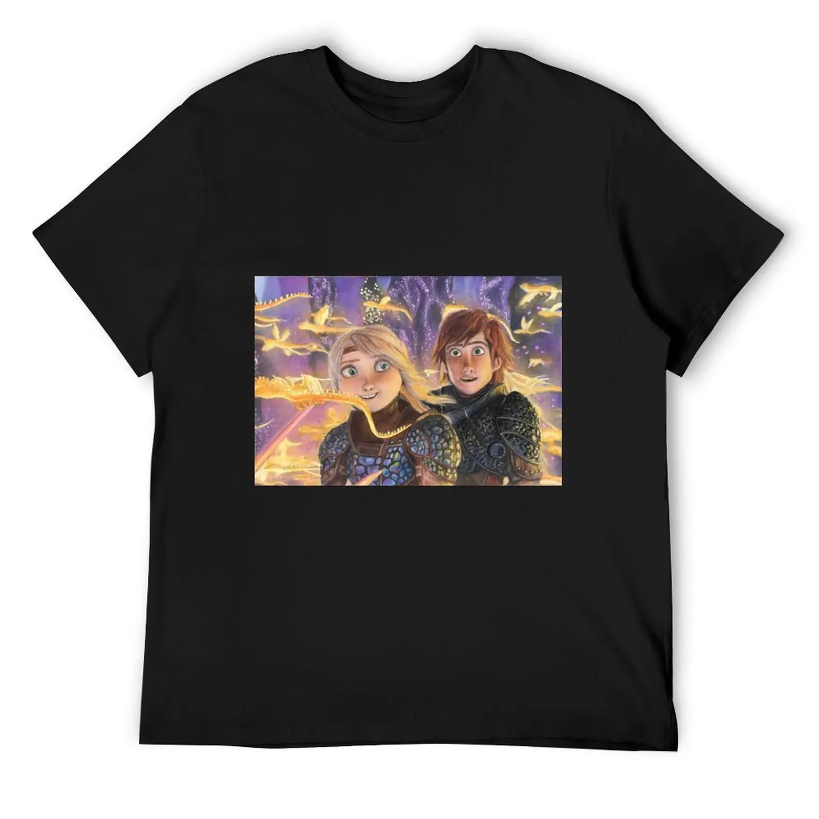 Hiccup and Astrid in the Hidden World T-Shirt quick-drying anime figures graphics blacks anime shirts men