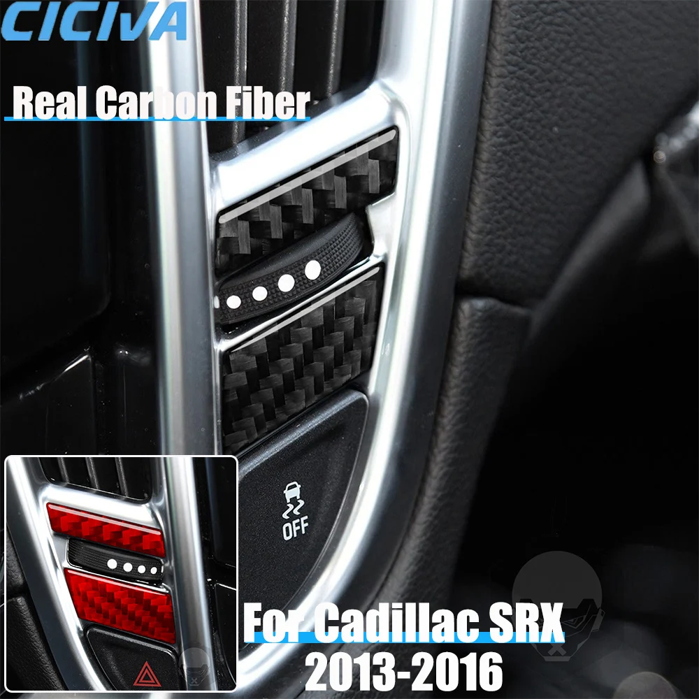 

Real Carbon Fiber Car Accessories Center Air Vent Adjustment Decorative Cover Soft Sticker For CADILLAC SRX 2013 2014 2015 2016