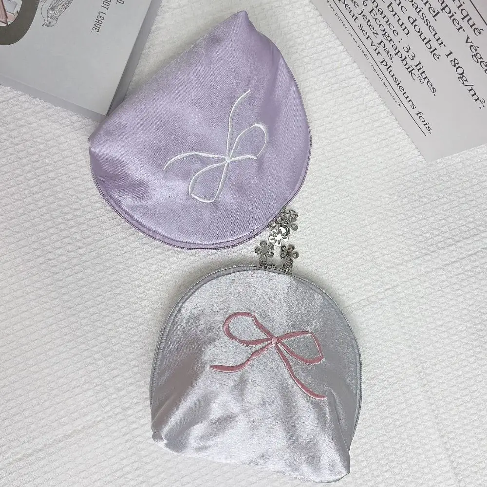 

Square Portable Bow Purse Korean Style Bowknot Sanitary Napkin Storage Bag Soft Lightweight Cosmetic Bag Women