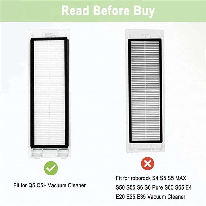 SANQメインブラシ、HEPAフィルター、サイドブラシ交換部品（図示）、Roborock Q5/Q5+掃除機用プラスチック製掃除機部品