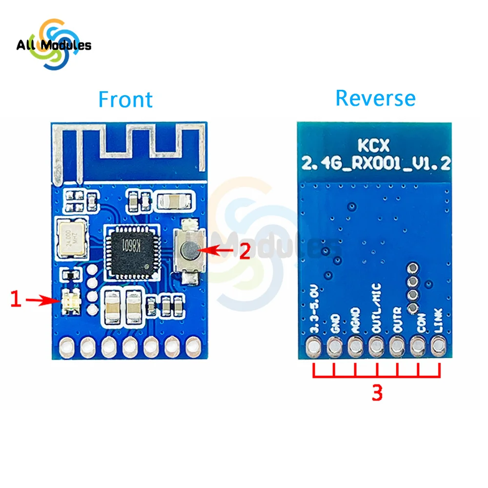 Module émetteur-récepteur et émetteur de Signal Audio de Microphone sans fil 2.4G, Module de réception et de transmission 3.3-5.0V