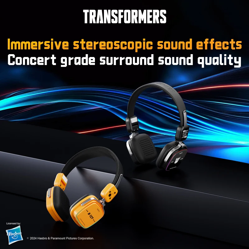 Transformers TF-G09 RGB Music Headphones Long Life Gaming Headset Bluetooth 5.4 Noise Canceling Low Latency Earphones