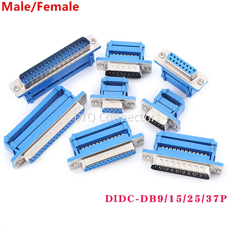 5Pcs DB9 DB15 DB25 DB37 DIDC9/DIDC15/DIDC25/DIDC37 Male Female Plug Serial Port Connector Idc Crimp Type D-SUB Rs232 Adapter