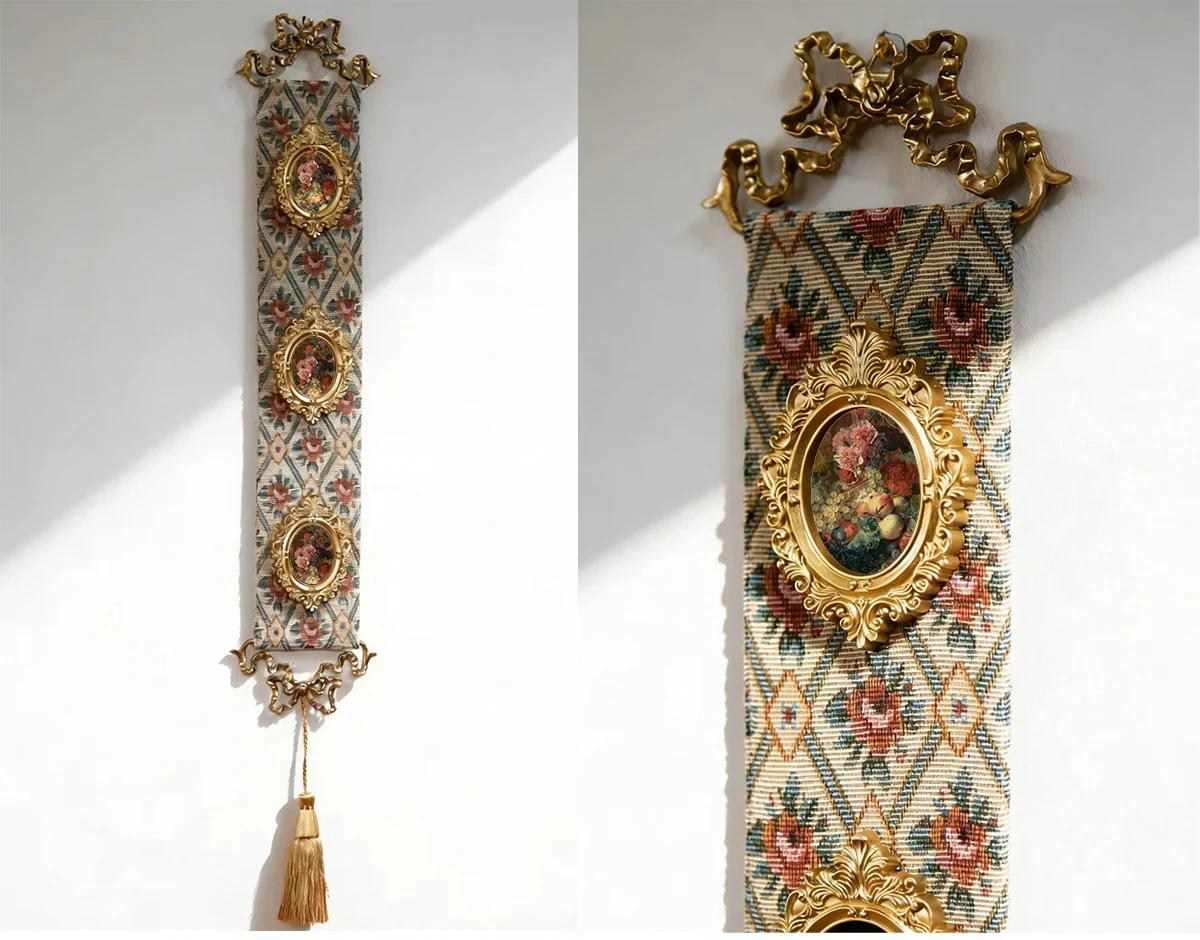 SCY retro brass carved wall hanging cloth hanging painting entrance home wall decoration painting