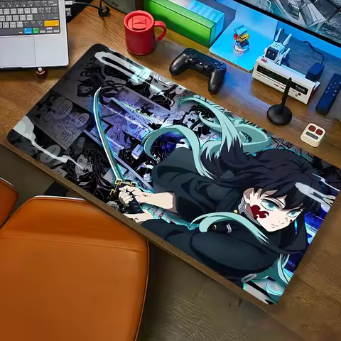Demon Slayer Kimetsu No Yaiba Muichiro Tokito Mousepad Computer Office Game Table Mats XXL Rubber Anti-slip Gaming Keyboard Long