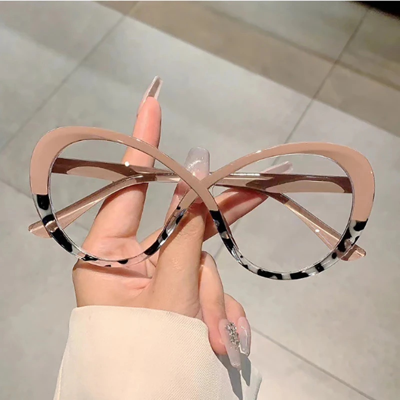 Transparente Katzenaugen-PC-Brillengestelle für Damen und Herren, Einfache Brillen, Runde Brillenfassungen, Optische Brillen mit Gläsern