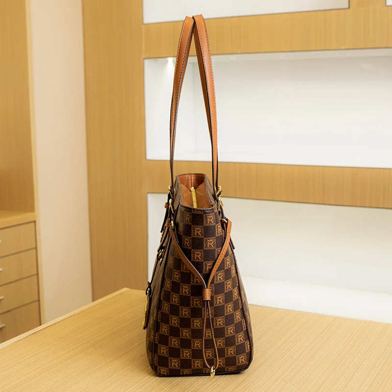 

Luxury Leather Tote Bag Large Capaci Casual Handbag Women's oulder Bag Briti Sle Soft Handle Polyester Zipper ...