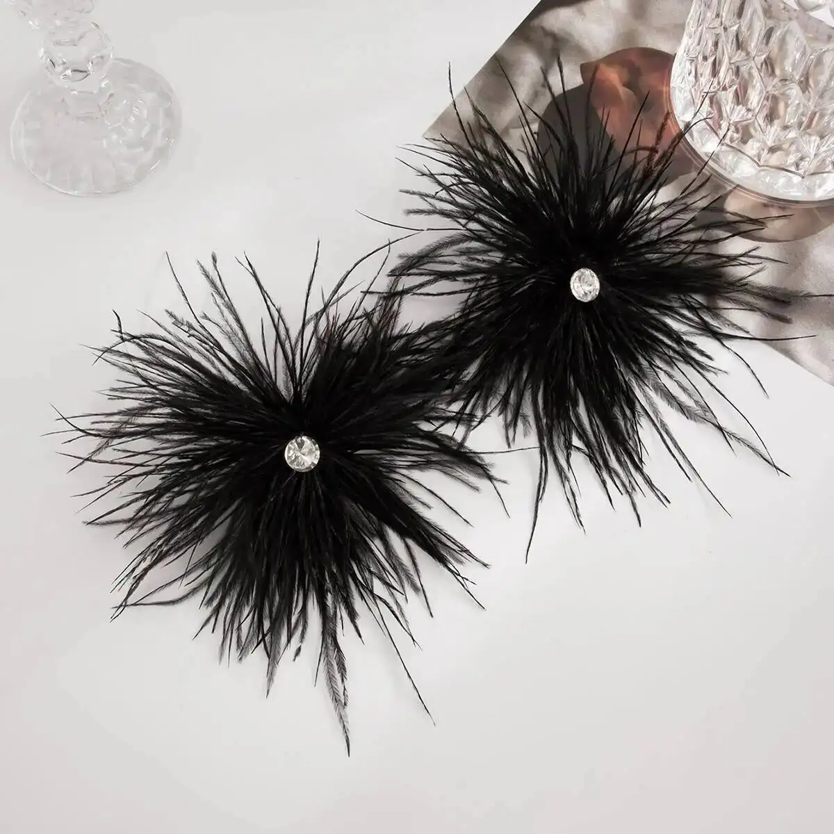 KunJoe Bohemian Colorful Feather Stud Earrings Women Vintage Exaggerate Large Round Earring Charm Wedding Banquet Party Jewelry - view 6