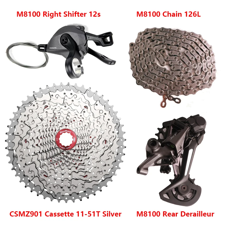 Shimano XT M8100 4PCS 12s Groupset Shifter+Rear Derailleur+Chain Sunrace CSMZ901 CSMZ903 Sunhine Cassette 46T 51T