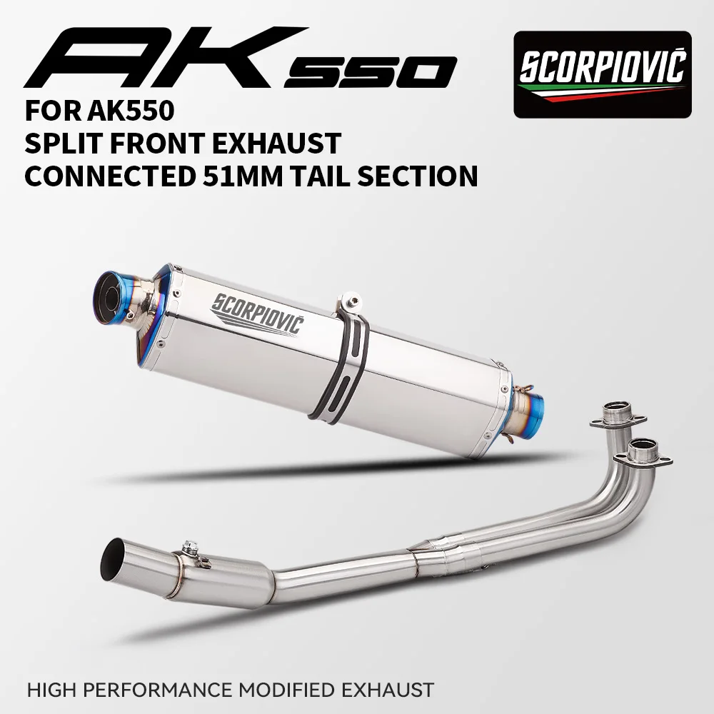 Kymco AK550 Motorcycle Slip-On Muffler System Exhaust Kit Front And Rear Split Design for Motorbikes