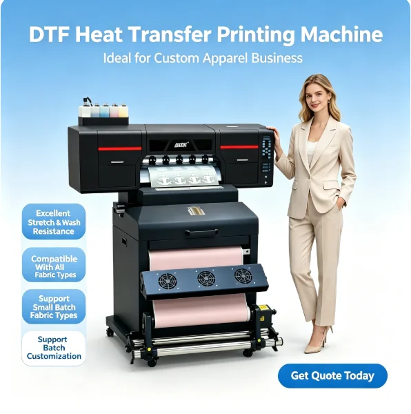 A1 DTF Printer for Textile Printing with 2 i3200 Heads High Speed PET Film CMYKW Inkjet Printer Built-in smoke purifier
