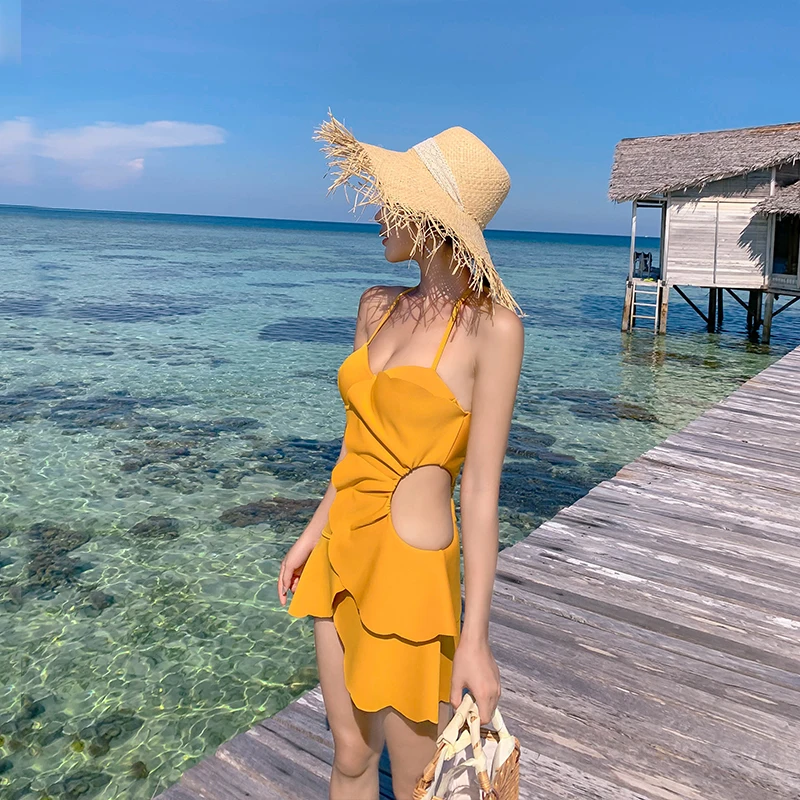 2025 New Swimsuit Women's Summer Sexy Pool One-piece Swimwear Elegant Chic Ginger Conservative Seaside Vacation Sling Swimsuits
