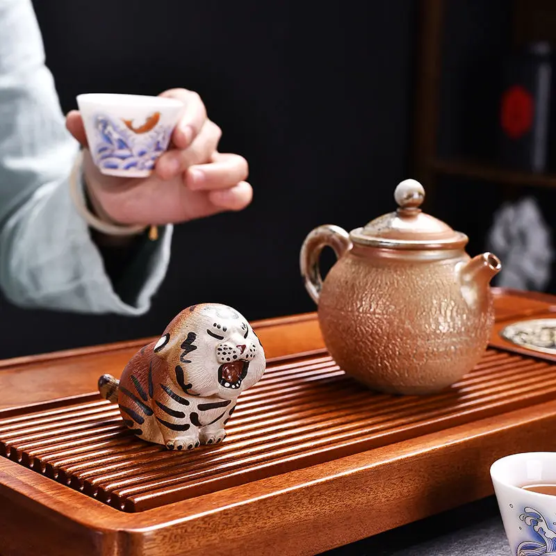 الأرجواني الرمال الشاي الحيوانات الأليفة الديكور لطيف ترحيب الثروة النمر الميمون الكونغ فو Teaware المنزل الإبداعية اليدوية الشاي اللعب الديكور