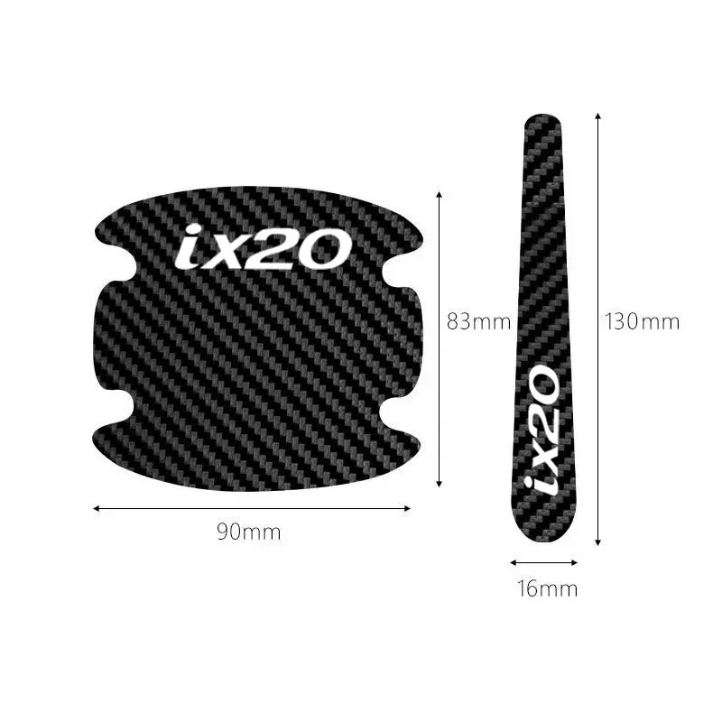8PCS Car Door Bowl Stickers Cover for Hyundai IX20 Logo Carbon Fiber Exterior Strip Texture Protect Anti Scratches Tape Decals
