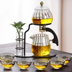 Creativepumpkin Tea Pot Glass Lazy Kungfu Glass Tea Set Magnetic Water Diversion Semi Automatic Tea Maker Suit Kitchen Bar