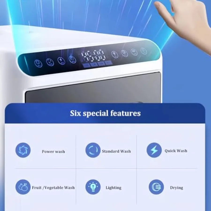 Portable Small Dishwasher Tabletop Fully Automatic with 4 Washing Modes and Drying Function Connects to Faucet or Manual Water