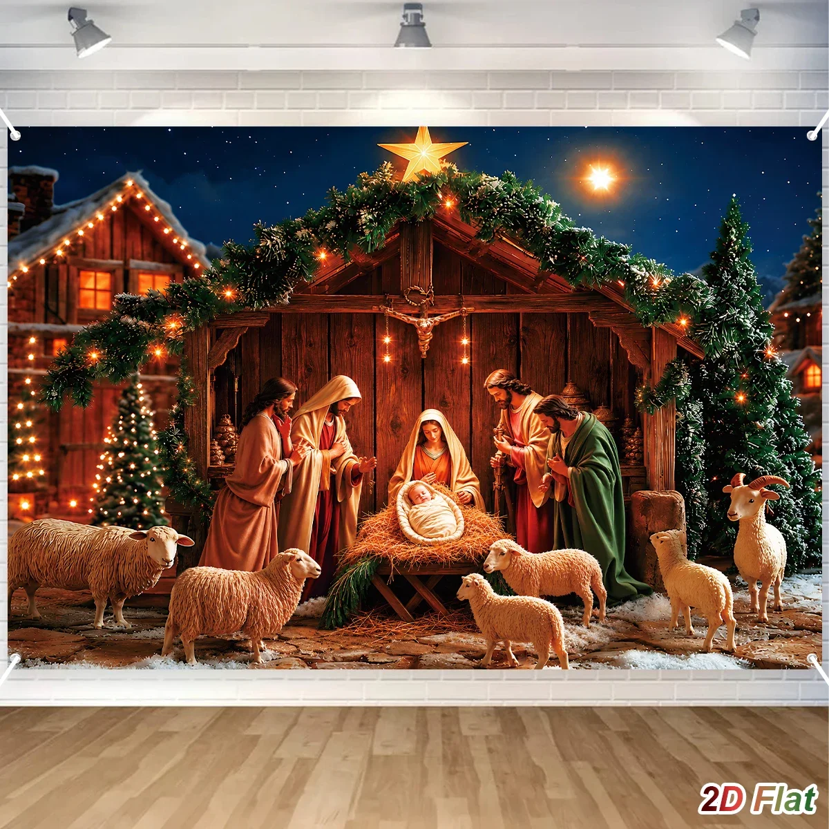 Nativity Scene Tapestry Backdrop Merry Christmas Decor for Home 2026 Birth of Jesus Background Navidad Natal New Year 2027