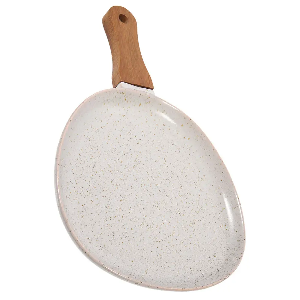 

Керамическая тарелка с эргономичной деревянной ручкой, пригодная для микроволновой печи, для выпечки, подачи блюд, для блинов, закусок, десертов, для вечеринок и свадеб