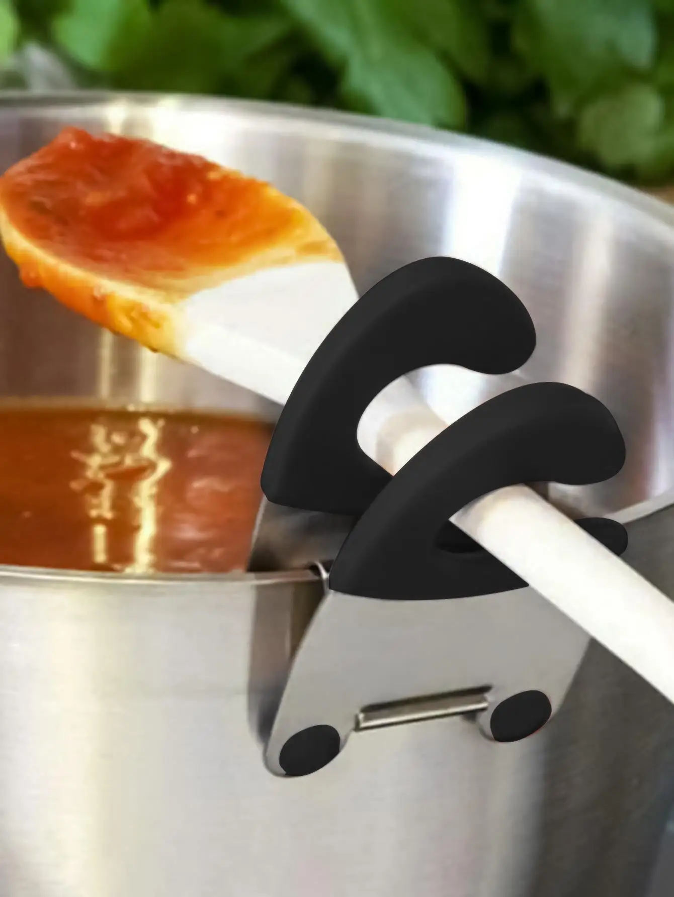 

1pc Stainless Steel Soup Spoon Clip For Pan Edge