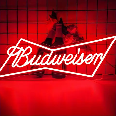 budweiser logo beer bar Neon Signs  Bar Neon Beer Light Sign for Wall Decor , for Man Cave Bedroom Shop Beer Club Pub Bistro