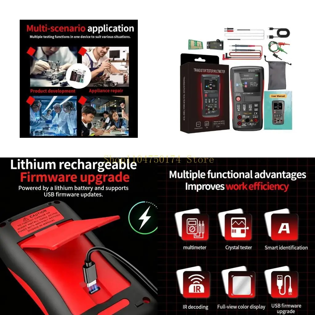 High Precisions Tester With 2.4Inch Color Screen And Rechargeable Battery For Electronic Projects Digital Multimeter top sale