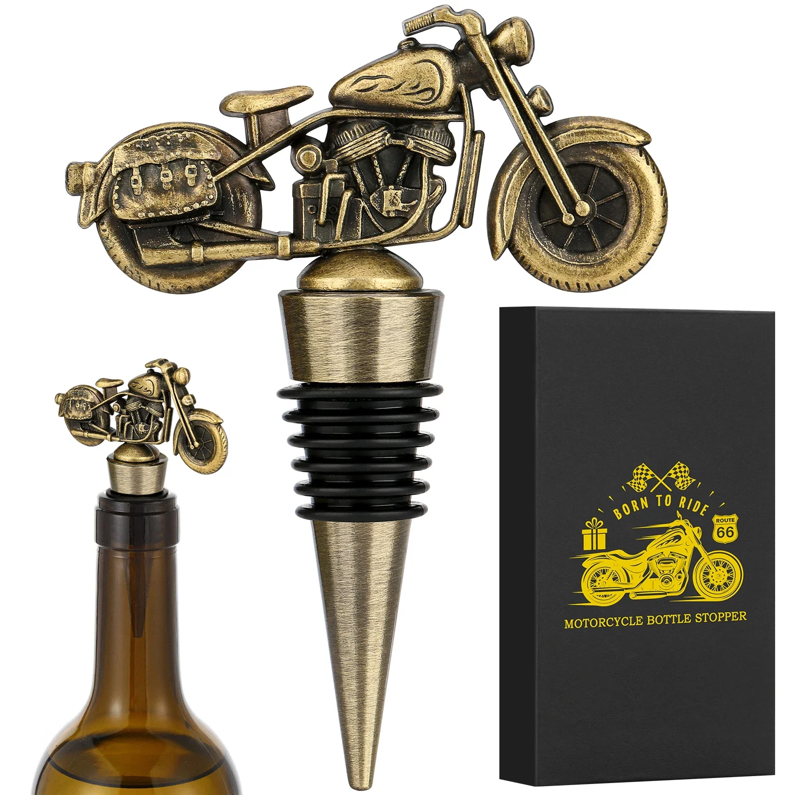 

Metal Handicrafts Zinc Alloy Plating,Antique Bronze Riding Motorcycle Modeling, Red Wine Bottle Stopper