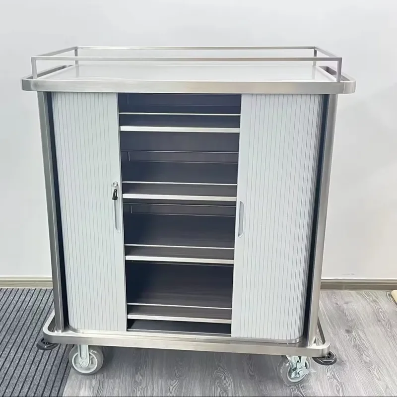 Hotel Minibar Trolley Banquet Service Cart Metal Storage Rack For Restaurant Room Service Portable Utility Push Cart