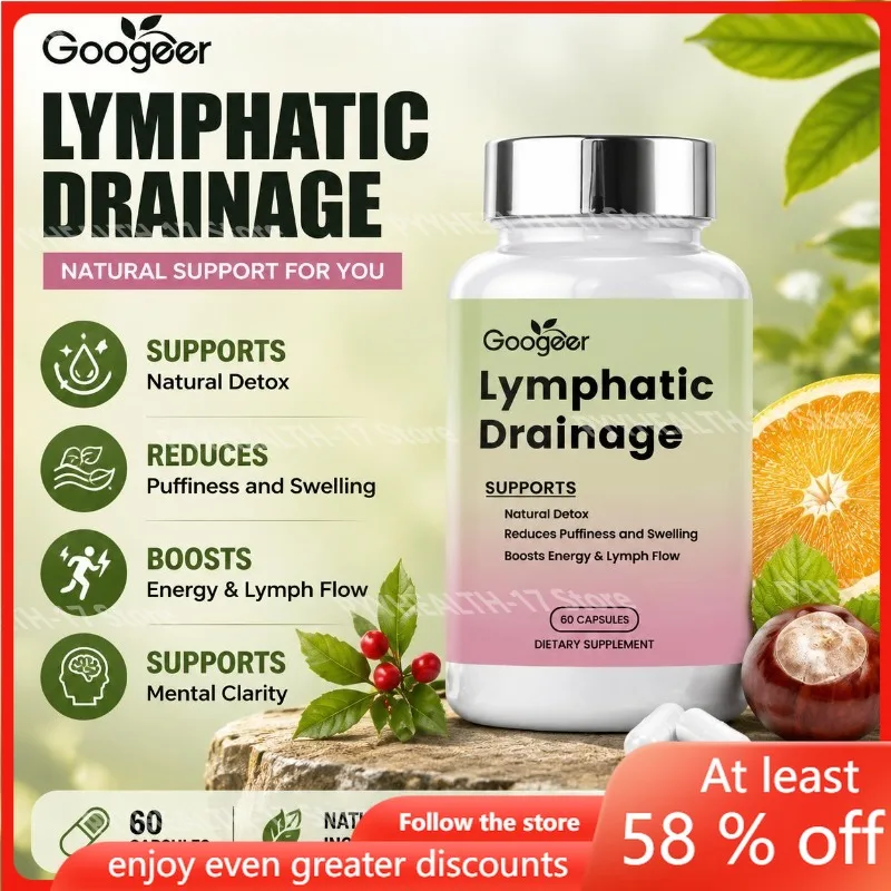 Googeer Lymphatic Drainage Capsules with Diosmin and Hesperidin Supports Puffiness Swelling Reduction and Lymph Flow 60 Capsules