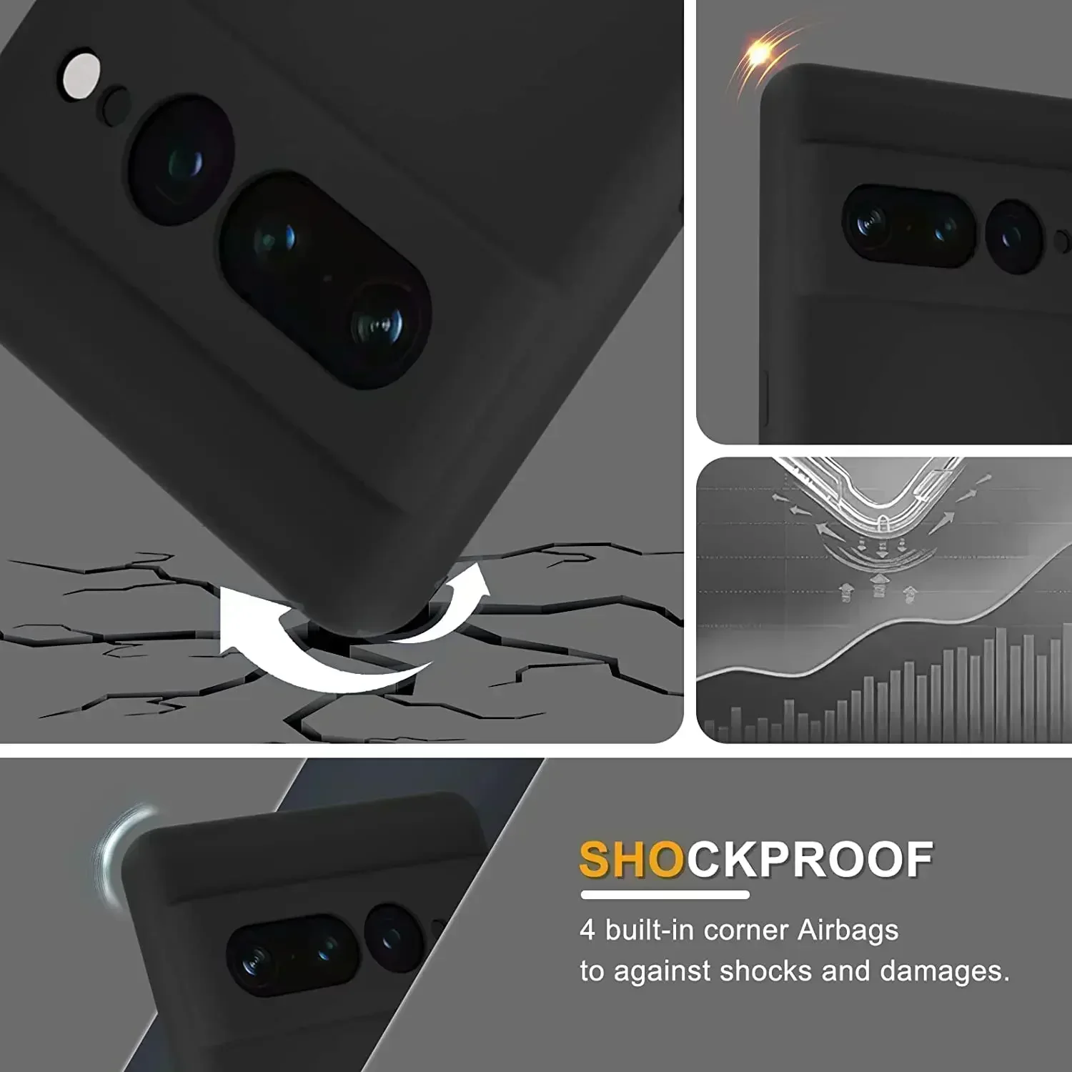 For Google Pixel 7 Pro Shockproof Square Liquid Silicon TPU Phone Case Google Pixel 8 Protective Camera Lens Fundas Pixel 6 Pro
