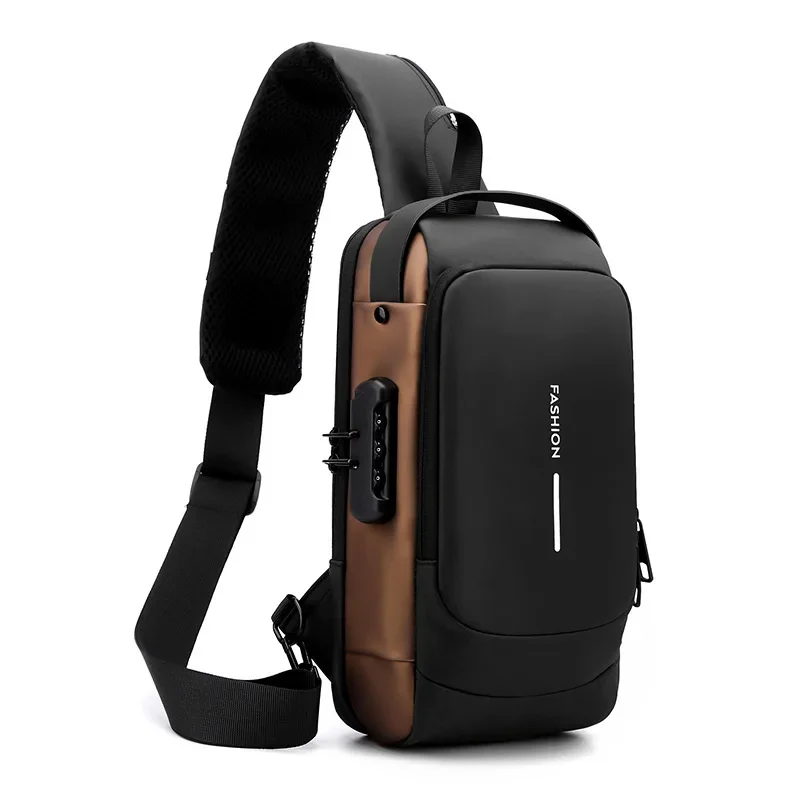 Bolso cruzado USB resistente al agua, mochila escolar antirrobo con bloqueo de contraseña, multifunción, para viaje