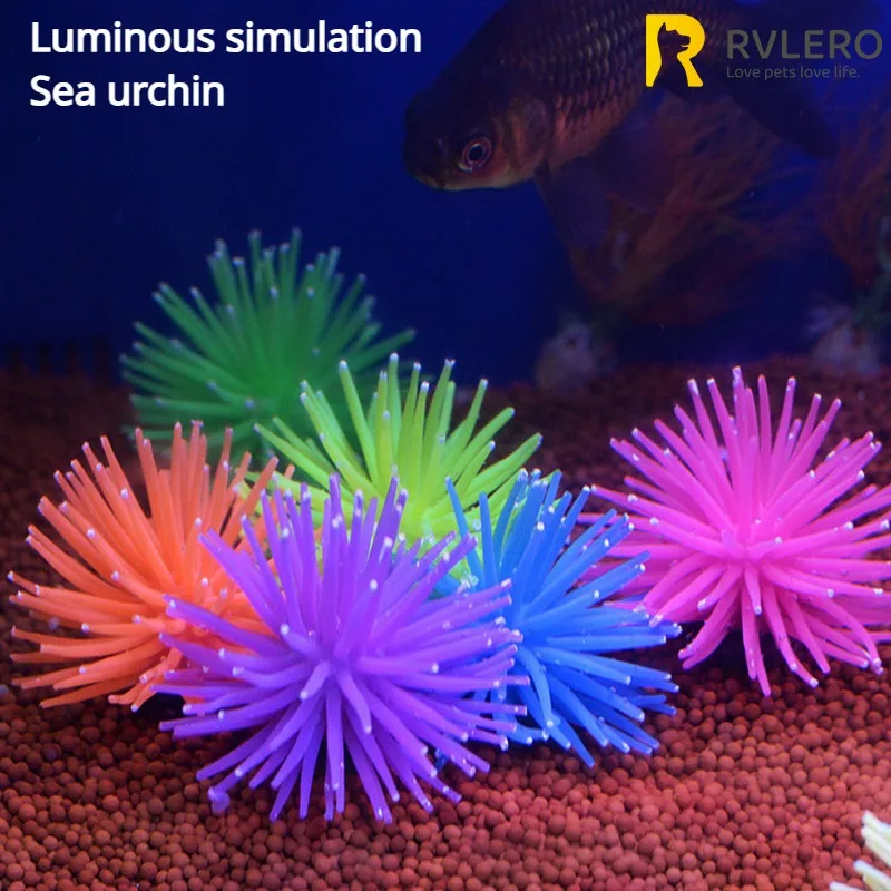 Luminous Simulation Sea Anemone Sea Urchin Silicone Color Coral Plant Aquarium Fish Tank Landscaping Decoration Home Ornaments