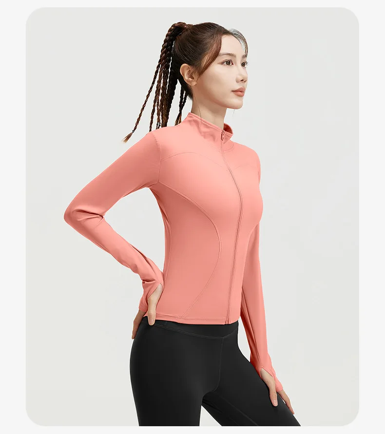 2026 Frühling Sommer Neue Yoga-Kleidung Windbreaker Damen Laufjacke Langarm Sweatshirt Sportjacken Damen Workout-Tops Activewear – Detail 33