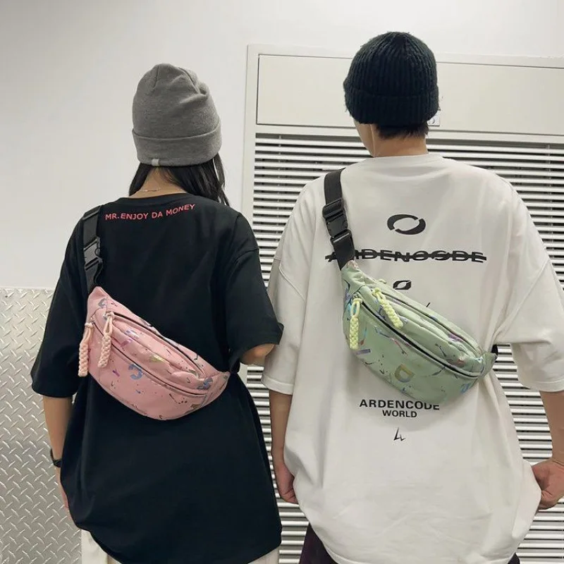 新しいインスタイル学生スポーツチェストバッグかわいいカジュアルクロスボディウエストバッグ女の子用ナイロン素材ジッパー開閉トラベルf