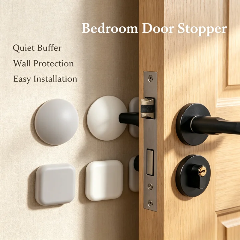 Anti‑Smash Wall Silicone Door Stop Bumper, Punch‑Free Self‑Adhesive Buffer Pad for Door Handle Refrigerator Cabinet Home Protect