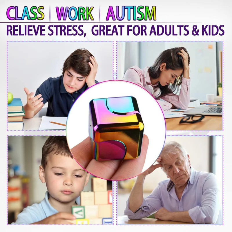 Fidget Spinner Toys Cube Adultes, Stockings de Noël pour adolescents, objets frais en métal, Gadgets de bureau, jouet de bureau, petite figues d'anxiété